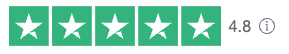 Five green stars appear, each containing a white star, indicating a rating system alongside the number "4.8" and an information icon on the right.